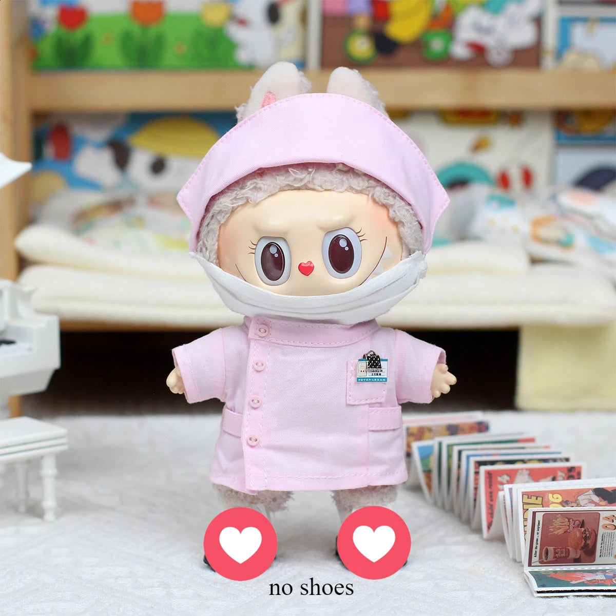 Labubu Doctor & Nurse Outfit – Pink Uniform with Hat & Mask