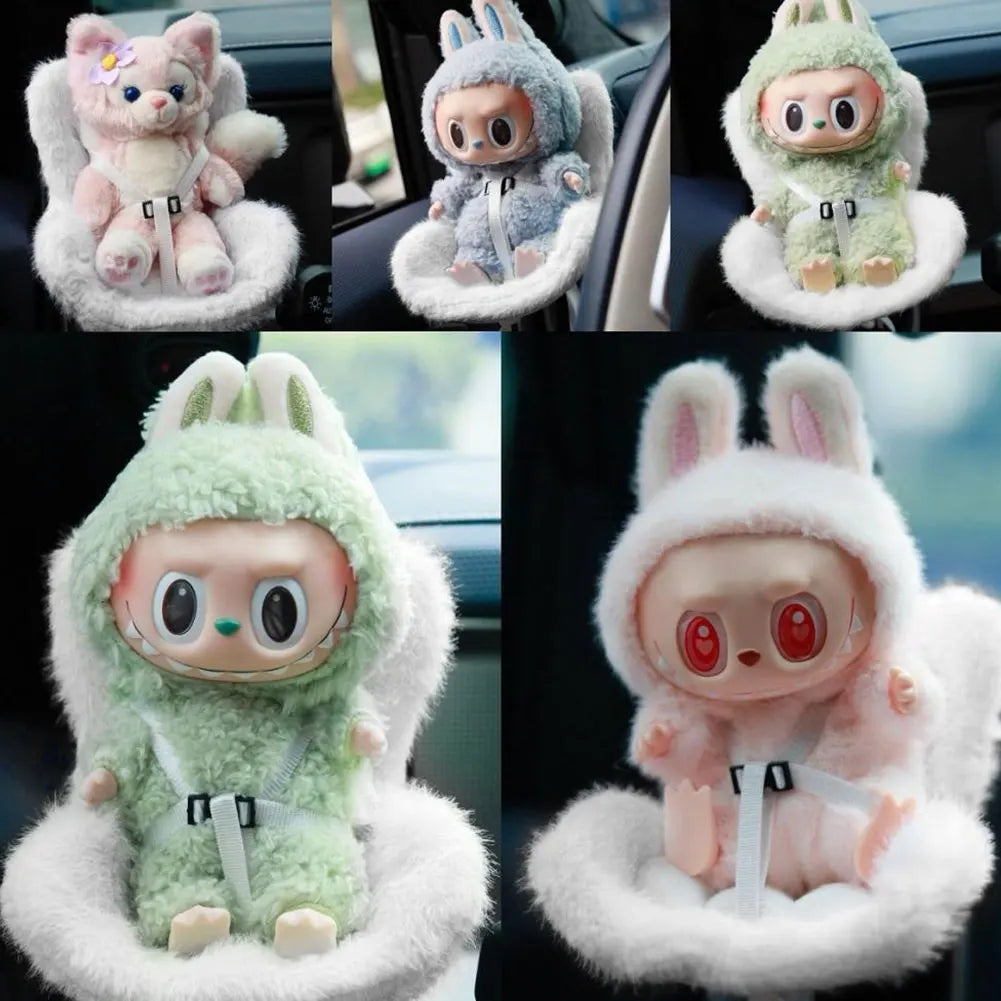 17cm Labubu Car Seat Plush with Air Vent Clip