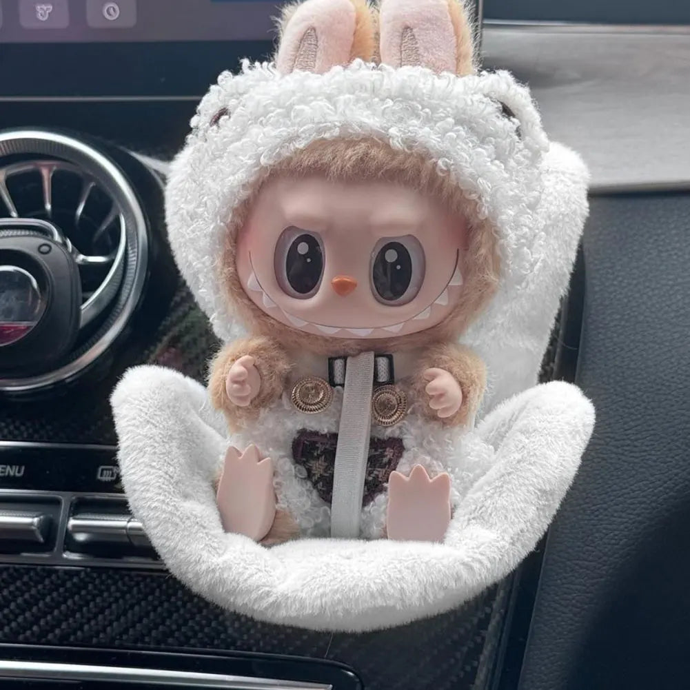17cm Labubu Car Seat Plush with Air Vent Clip