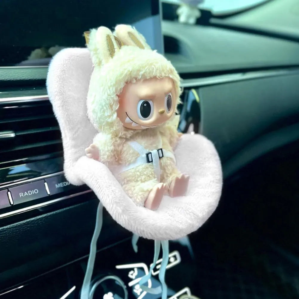 17cm Labubu Car Seat Plush with Air Vent Clip