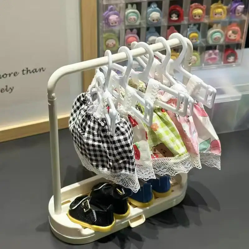 Mini Doll Clothes Rack – 20cm Stand for Labubu