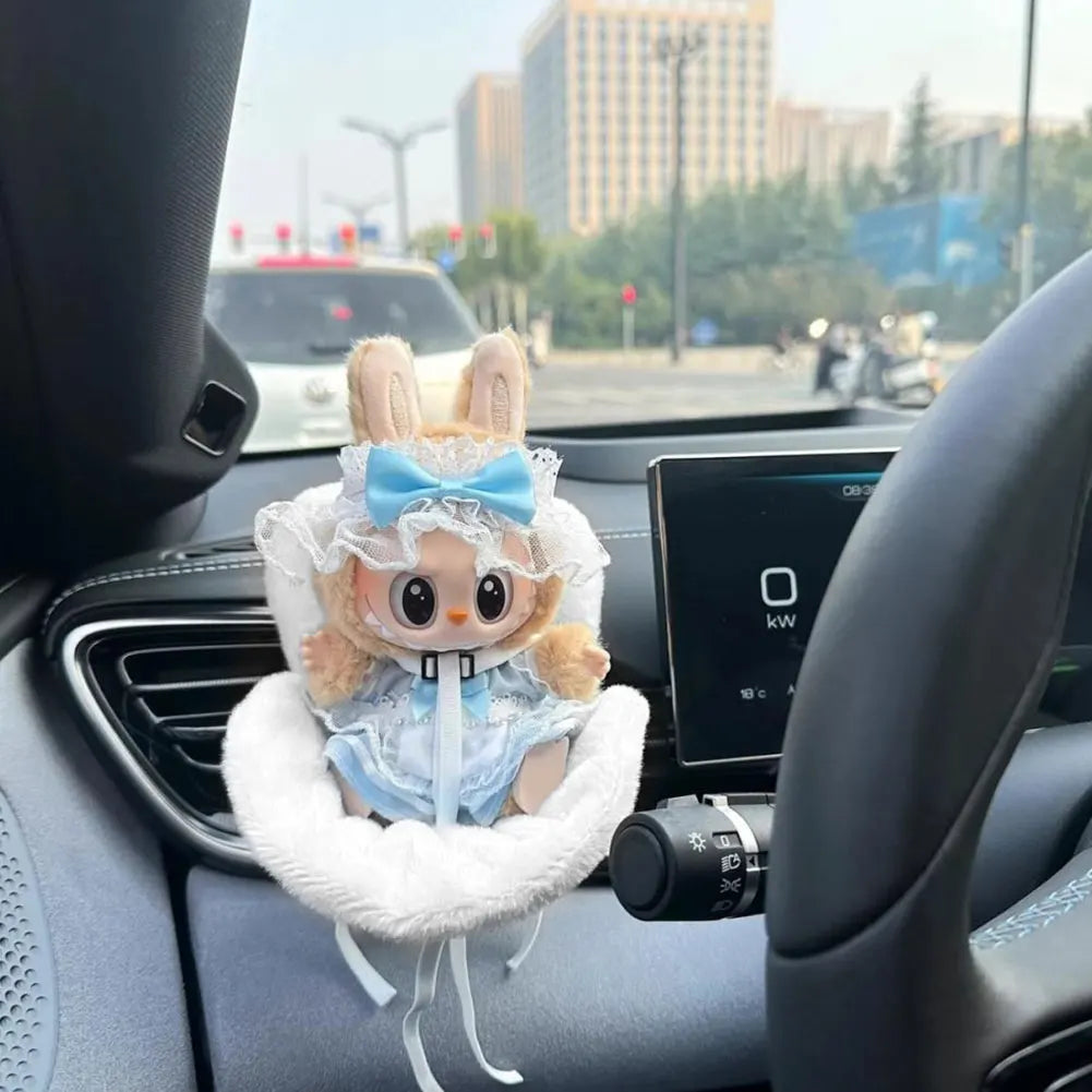 17cm Labubu Car Seat Plush with Air Vent Clip