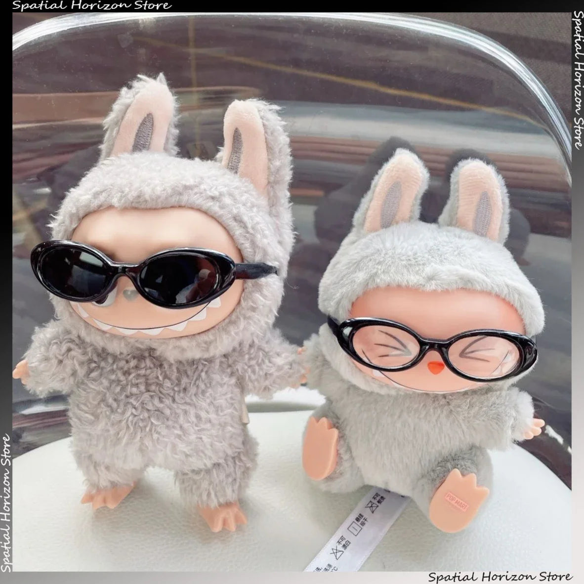 Mini Oval Sunglasses for Labubu Dolls – Transparent & Trendy