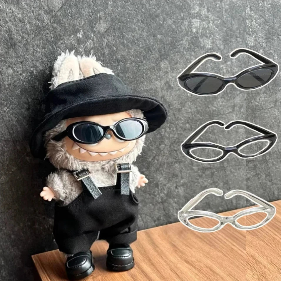 Mini Oval Sunglasses for Labubu Dolls – Transparent & Trendy