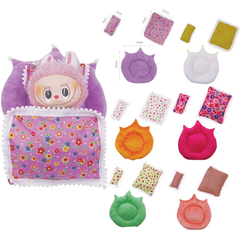 Floral Sleeping Bag for 15–17cm Labubu – Cute & Comfy Pop Accessory